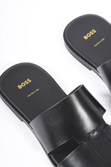 Boss Leather Slippers Kael Slide bure Black
