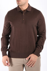 Boss Longsleeve Knit Polo H Lancione Dark Brown