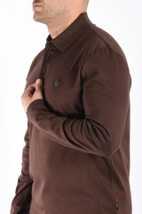 Boss Mercerised Longsleeve Polo C Paley 01 Dark Brown