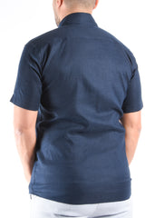 Boss Slim Fit Stretch Linen Shirt C-Roan-K-SH-262 Dark Blue