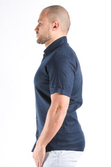 Boss Slim Fit Stretch Linen Shirt C-Roan-K-SH-262 Dark Blue