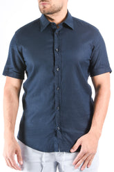 Boss Slim Fit Stretch Linen Shirt C-Roan-K-SH-262 Dark Blue