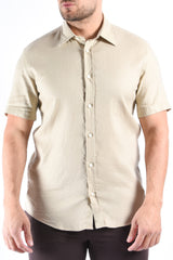 Boss Slim Fit Stretch Linen Shirt C-Roan-K-SH-262 Open Beige