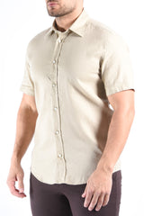 Boss Slim Fit Stretch Linen Shirt C-Roan-K-SH-262 Open Beige