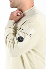 CP Company Brushed Emerized Diagonal Fleece Sweater Silver Birch