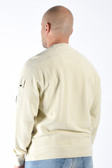 CP Company Brushed Emerized Diagonal Fleece Sweater Silver Birch