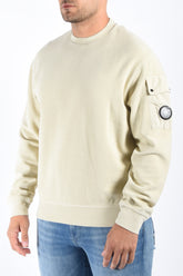 CP Company Brushed Emerized Diagonal Fleece Sweater Silver Birch