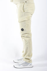 CP Company Corduroy Regular Fit Cargo Pants Silver Birch