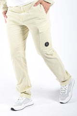 CP Company Corduroy Regular Fit Cargo Pants Silver Birch