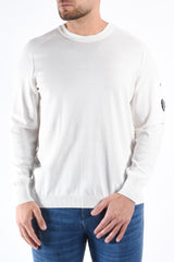 CP Company Cotton Crepe Knit Lens Sweater Gauze White