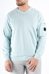 CP Company Cotton Crepe Knit Lens Sweater Misty Blue