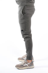 CP Company Diagonal Raised Fleece Cargo Lens Sweatpants Gunmetal