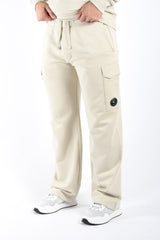 CP Company Diagonal Raised Fleece Cargo Lens Sweatpants Silver Birch