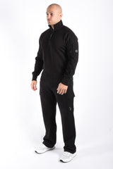 CP Company Diagonal Raised Fleece Half Zip Sweater Black