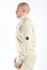 CP Company Diagonal Raised Fleece Half Zip Sweater Silver Birch