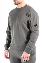 CP Company Diagonal Raised Fleece Sweater Gunmetal