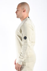 CP Company Diagonal Raised Fleece Sweater Silver Birch