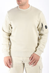 CP Company Diagonal Raised Fleece Sweater Silver Birch