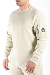 CP Company Diagonal Raised Fleece Sweater Silver Birch