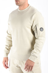 CP Company Diagonal Raised Fleece Sweater Silver Birch