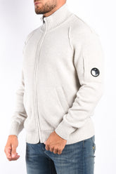 CP Company - Lambswool GRS Zipped Cardigan - Off White Melange