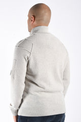 CP Company Lambswool GRS Half Zip Sweater Off White Melange