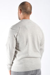 CP Company Lambswool GRS Lens Sweater Off White Melange