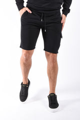 CP Company Light Fleece Cargo Lens Shorts Black