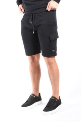 CP Company Light Fleece Cargo Lens Shorts Black