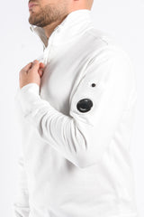 CP Company Light Fleece Half Zip Lens Sweater Gauze White