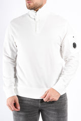 CP Company Light Fleece Half Zip Lens Sweater Gauze White