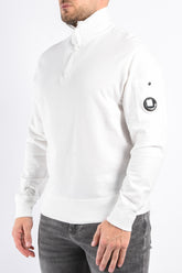 CP Company Light Fleece Half Zip Lens Sweater Gauze White