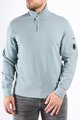 CP Company Light Fleece Half Zip Lens Sweater Silver Blue