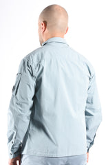 CP Company Organic Gabardine Zipped Lens Overshirt Silver Blue