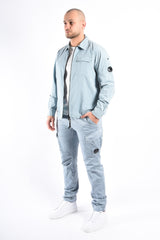 CP Company Organic Gabardine Zipped Lens Overshirt Silver Blue