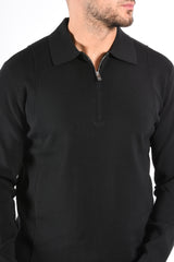 Drykorn - Half Zip Longsleeve Knit Polo Gavvin - Black