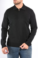 Drykorn - Half Zip Longsleeve Knit Polo Gavvin - Black