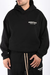 Essentials Fear Of God Fleece Jet Black Hoodie