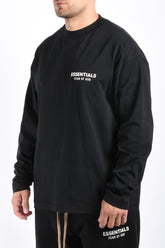 Essentials Fear Of God Jet Black Longsleeve T-Shirt
