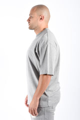 Mansour Paris Script Embroidery T-Shirt Heather Grey