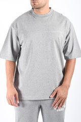 Mansour Paris Script Embroidery T-Shirt Heather Grey