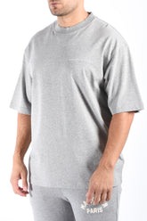 Mansour Paris Script Embroidery T-Shirt Heather Grey