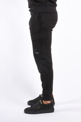 CP Company Diagonal Raised Fleece Cargo Lens Sweatpants Black