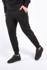 CP Company Diagonal Raised Fleece Cargo Lens Sweatpants Black