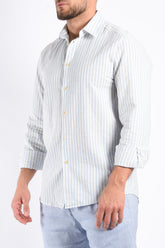 Drykorn Linen Striped Shirt Ramis Blue