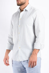 Drykorn Linen Striped Shirt Ramis Blue