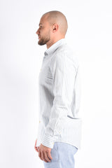 Drykorn Linen Striped Shirt Ramis Blue