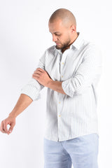 Drykorn Linen Striped Shirt Ramis Blue