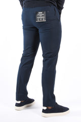 Boss Slim Fit Stretch Cotton Trousers P Kaiton1 Zip Dark Blue