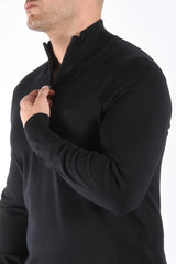 Boss Half Zip Knit Sweater H Ebenji L Black